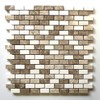 Cappucino Emperador Light and Vanilla Limestone .5x1 Mixed Marble Mosaic