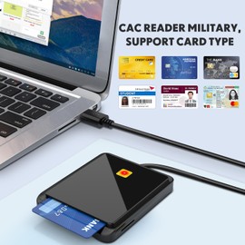 Smart Card Reader CAC, Access Portable USB CAC Reader and for Consultation Work Balance Taxes Transfer ATM Online, Card Adapter Compatible with Windows Macos