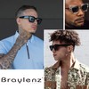 Braylenz Retro Square Sunglasses for Men Women Thick Frame Chunky