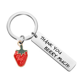 Strawberry Lover Gift Strawberry Keychain Thank You Berry Much Strawberry Charm Jewelry (Berry Much -K CA)