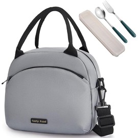 Bolsa del Almuerzo,Lonchera termica para mujer Hombre,Bolsa de almuerzo con aislamiento de gran capacidad tela Oxford A Prueba de Goteo, para Picnic,oficina,Camping (gris)