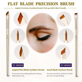 6Pcs Eyeliner & Eyebrow Brush Set Angled Blade & Sickle Brushes