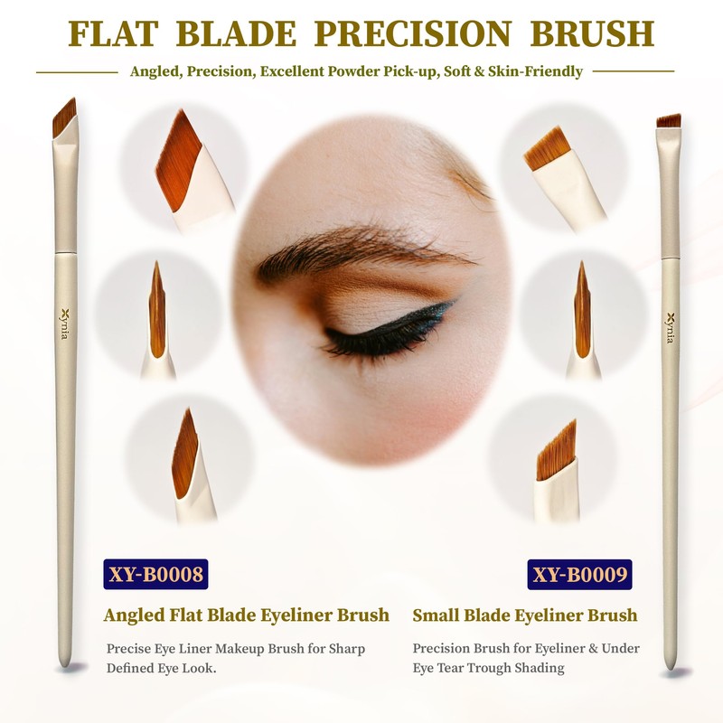 6Pcs Eyeliner & Eyebrow Brush Set Angled Blade & Sickle