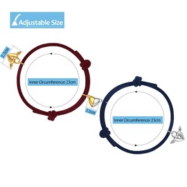 Couple Magnetic Bracelets, 2 PCS Matching Bracelet Couples Gifts for Boyfriend Girlfriend, Romantic Mutual Attraction Adjustable Friendship Bracelets for Women Men Angel Wings Pendant (Navy Blue+Red)