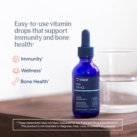 Trace Minerals Ionic D3+K2 - Liquid Multivitamin for Bone & Heart Health - Supports Calcium Absorption - Immune System Aid - Natural Supplement - 2 fl oz (296 Servings)