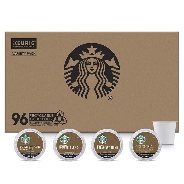 Starbucks Medium Roast K-Cup Coffee Pods — Variety Pack for Keurig Brewers — 1 box (96 pods)