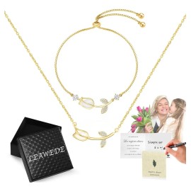 Leawede 2pzs Collar Y Pulseras Tulipán Oro Regalos Para Mujer Y Dama,collares para mujer,dijes para pulseras,regalos para san valentin