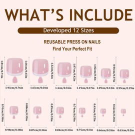French Fake Toe Nails Set, Press on Nails for Toe, 120Pcs Square False Toenails Short, French Tip Toe Nails with Glue, Full Cover Stick on Toenails for Women Girls Daily Decorations Nail Art