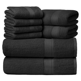 Ariv Towels Pack of 8, Premium 100% Cotton Towel Set (2 Bath Towels + 2 Hand Towels + 4 Washcloths), Large, Super Soft, Quick Dry, Highly Absorbent for Home, Bathroom, Gym, Hotel & Spa - Grey