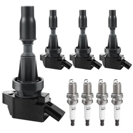 Ignition Coil Packs and Spark Plugs fit for Turbo L4 1.6L 1.6 2015 2016 2017 2018 2019 2020 Hyundai Sonata Tucson Elantra GT Veloster Kona, Kia Forte Forte5 Optima Soul, UF817, Set of 4