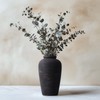 Large Ceramic Rustic Vase, 11" Black Terracotta Farmhouse Flower Vase,