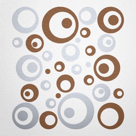 WANDfee® Wall Tattoo, Circles, Dots, 50 Stickers, Colour Choice For Children's Bedroom, Living Room, Hallway, Bathroom, Kitchen, Tile Stickers, brown