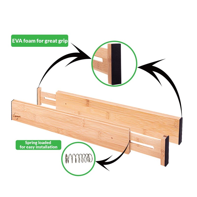 Durawe Company Adjustable Bamboo Drawer Dividers Organizers Expandable (12-16") Kitchen