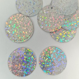 MajorCrafts 30mm 30g 130pcs Holographic Large Round PVC Sequins (Silver)