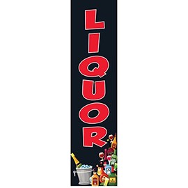 GLOBAL ADVERTISING SOLUTIONS Liquor Black Boomer Rectangle Feather Flag Eye Catching Banner Sign for Business and Marketing Replacement Flag only Without Pole Kit