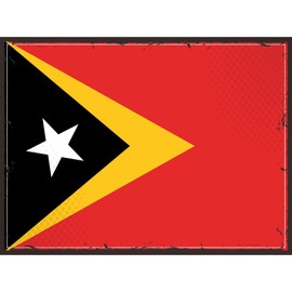 Blechschild Flagge Osttimors 40x30 cm Retro Flag East Timor Deko Schild tin sign