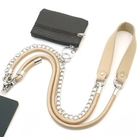 ESSSO Clip and Go Adjustable Strap for Phone with Leather Wallet Crossbody – Multi-Function Phone Strap Crossbody, Redefining Phone Lanyard Crossbody Fashion for Hands-Free Style (Beige Apricot)