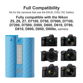 2 Pack 2400mAh EN-EL15c Rechargeable Li-ion Battery Type-C Charging Quick Battery Compatible with Nikon D800 D800E D810 D850 D750 D610 D780 D7200 D7500 D500 Z5 Z5II Z6 Z6II Z7 Z7II Cameras(Updated)