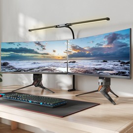 HOMCOM LED Desk Lamp with Clamp, Double Head Table Lamp with 3 Colour Modes & 10 Brightness Levels, Flexible Gooseneck Reading Desk Light with Timer and Memory Function for Study, Office, Work, Black