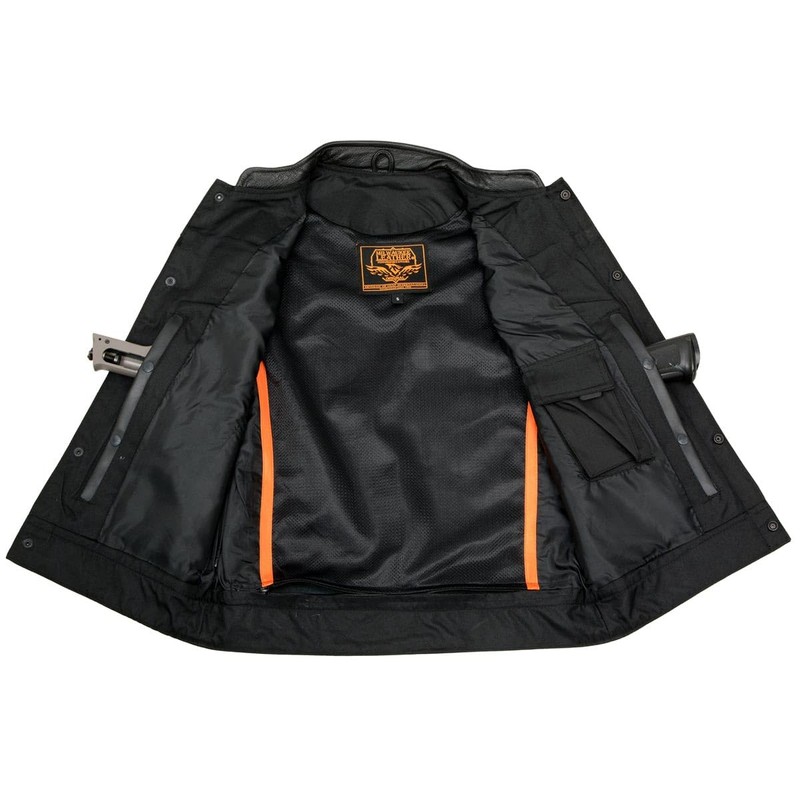 Milwaukee Leather SH2036 Men's Black Club Style' Open Neck Leather