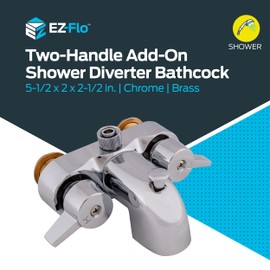 EZ-FLO Two-Handle Add-On Shower Diverter Bathcock, Chrome Plated, 11129