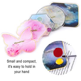 AKOAK 1 Pack Butterfly Nail Art Palette Polygon Nail Polish Palette Retro Starry Sky Shell Butterfly Shape Gel Makeup Plate DIY Nail Art Display tool Photography Props (Hexagon)