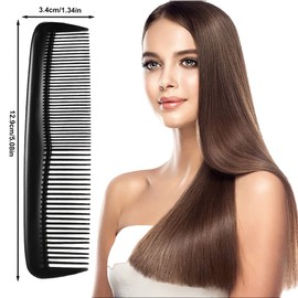 FTONOM5 2 Pcs Pocket Plastic Hair Combs Fine and Standard Dressing Teeth Cut Hair Cutting Combs Black Hair Styling Combs Beard Combs for Women Men Hairdressing Salon Hair Care Tool