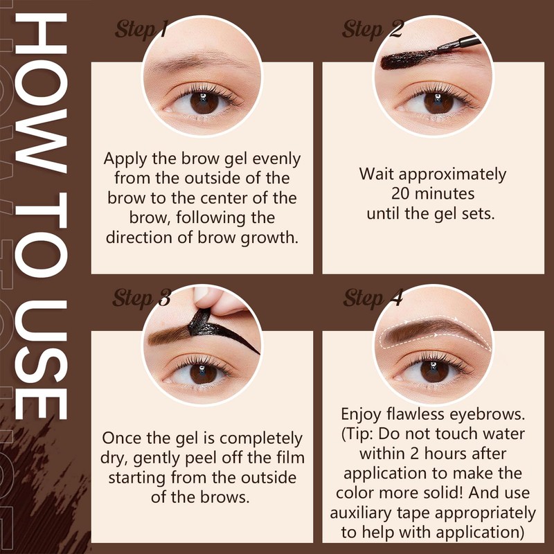 3Pcs Easy Peel-Off Eyebrow Gel,3 Colors Qiciy Tattoo Eyebrow Gel