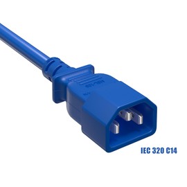 CableLeader 2ft IEC-320 C13 to C14 Heavy-Duty Power Extension Cord 18 AWG 10A/250V SJT, Computer to PDU CPU Power Extension Cable, PC Power Cable, UL Listed, Blue