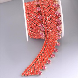 Rytenz 1 Yard Tassel Rhinestone Fringe Trim, Crystal Close Chain Applique for DIY Decoration Sewing Crafts Wedding Bridal Party Clothing Accessories