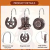CTOHN 12-Piece Western Shower Curtain Hooks, Cowboy Stainless Steel Decorative
