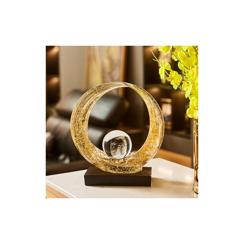 Estatua de resina dorada abstracta, decoración para el hogar