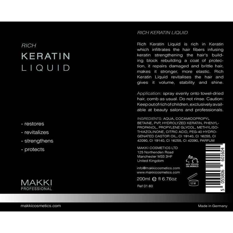 Rich Keratin Liquid serum RESTORES - REVITALISE - STRENGTHENS -