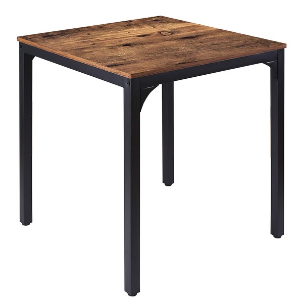 MUPATER Square Industrial Kitchen Dining Table Desk for Small Spaces with Stable Metal Sturdy Construction, 27.6''W x 27.6''L x 29.5''H, Rustic Brown