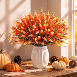 JoyeuVie Autumn Flowers Artificial 18 Pcs Autumn Decorations Fall Lavender