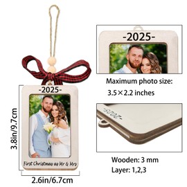 Christmas Ornaments Picture Frame Our First Christmas Married Ornament 2025 Wedding Gifts for Couple Bridal Shower Gifts Mr and Mrs Just Married Gift Newlywed Couple Bride Her Photo Frames Ornament