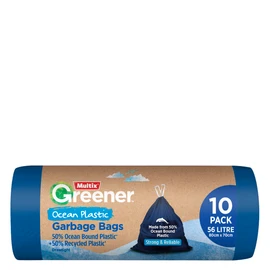 Multix Ocean Plastic Greener Garbage Bags, 56 Litre Capacity (Pack of 10)