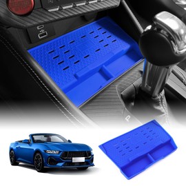 FDAIUN Wireless Charging Protective Pad for Ford Mustang 2024-2025 Silicone Material Center Controls Cell Phone Automobile Pads Mats (Blue)