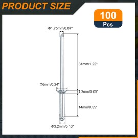 sourcing map 100Pcs 1/8"x1/2" Countersunk Head Blind Rivets, Zinc-Plated Carbon Steel Grip and Mandrel Cap Blind Rivets, Silver