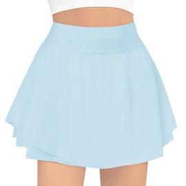 B&GCozy Girls Flowy Tennis Skirts, Cute Skorts Preppy Golf Yoga Athletic Shorts for Girls 12-13 Years Blue