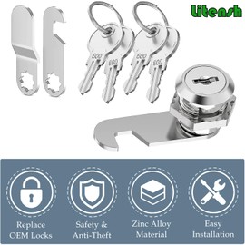 Litensh Mailbox Lock with 4 Keys, Cabinet Cam Lock, Letterbox Lock, Drawers Lock, Dresser Lock, Cupboard Door Lock, Furniture Locker Lock (35MM)