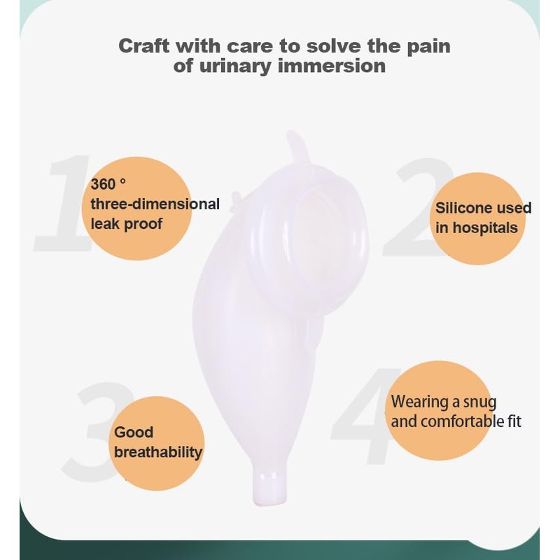 Urine Collector Bag, Prevent Leakage Portable Silicone Urinal with Catheter