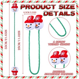 Solsew 12 Pcs Christmas Garland Ties Decorative Garland Twist Ties Santa Snowman Pattern Reusable Xmas Banister Decor for Railing Wreath Curtain Tree Decoration, 12 Inches
