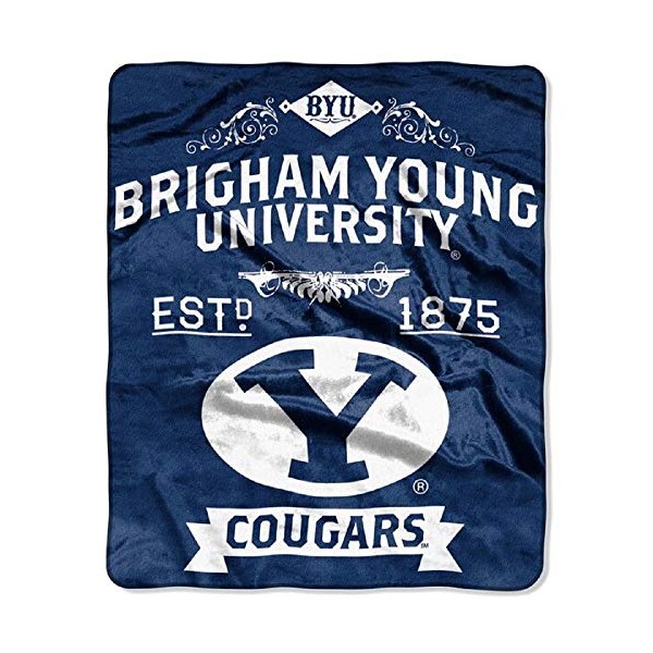 NORTHWEST NCAA BYU Cougars Raschel Throw Blanket, 60" x 80", Force