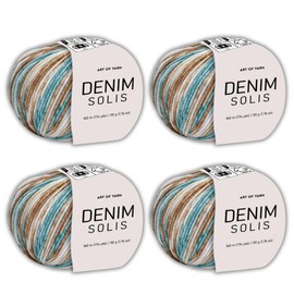 Art of Yarn DENIM SOLIS Variegated yarn 55% Cotton,45% Poliacrylic,Total 200g(7.04 Oz),640m(696 Yds) Soft Smooth Yarn Sport – Fine2 for Crocheting, Knitting, Amigurumi,Blankets,garments –4 Skein 99951
