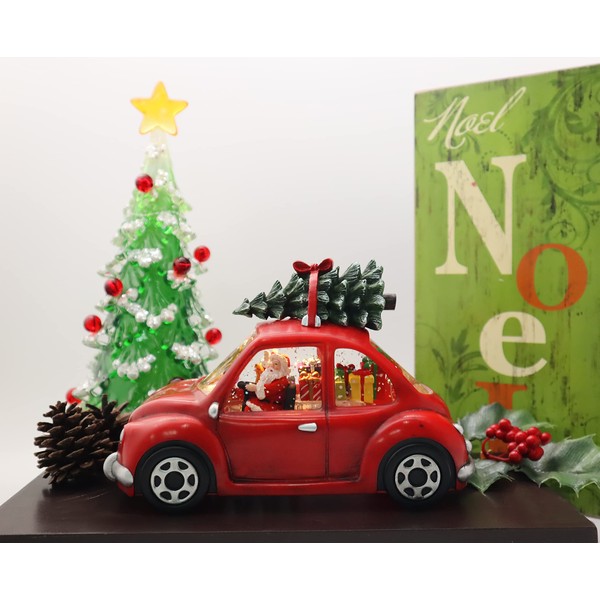 Victory Creative Christmas Holiday Illumination Santa in Car Musical Snow