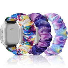 Huadea 3 Pack Scrunchie Band Compatible with Gizmo Watch Adventrue 3 3 2 1/Gabb 3e 3 2 1/SyncUP & Cosmo JrTrack 4/3/2 SE/2/JrTrack, 20mm Cute Printed Soft Elastic Stretchy Strap for Small Wrists