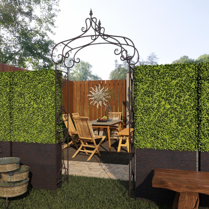 Deco 79 Metal Fleur De Lis Indoor Outdoor Scrollwork Arched