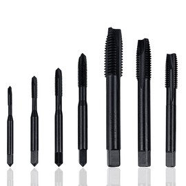 Yakamoz 7PCS Spiral Point Taps Set Nitriding Coated Metric Thread Steel Tap Tool M3, M4, M5, M8, M10, M12 Machine Plug Screw Tap Threading Tool