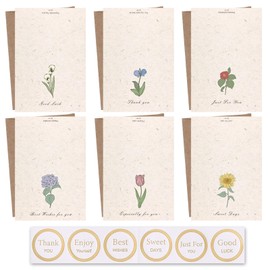 Pack of 6 Thank You Cards, Thank You Cards with Envelope and Stickers, Elegant Thank You Card with Tulip Bouquet Pattern, Thank You Gifts for Family, Friends, Colleagues, Teachers etc